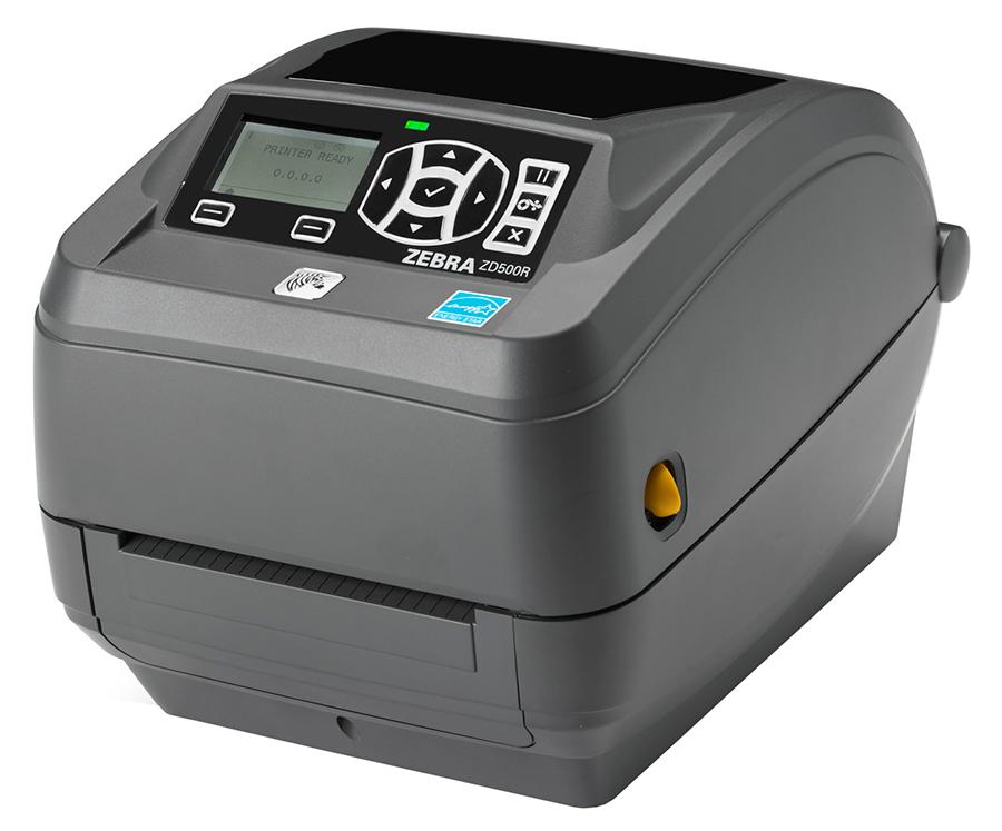  Термотрансферный принтер Zebra ZD500; 203 dpi, EU and UK Cords, USB/RS232/Centronics Parallel/Ethernet/802.11abgn and Bluetooth, Dispenser (Peel)